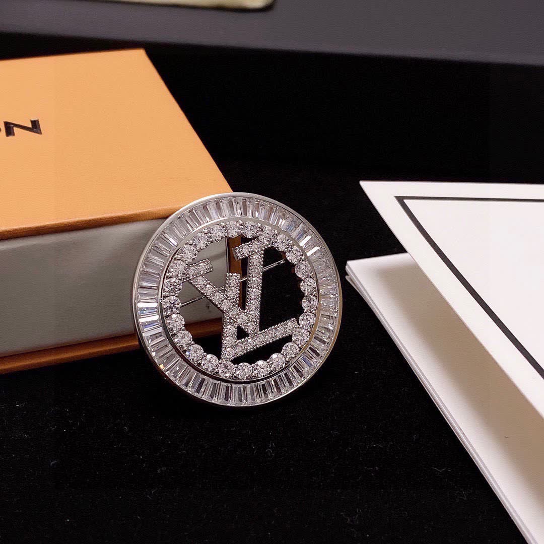 Louis Vuitton Crystal Logo Brooch